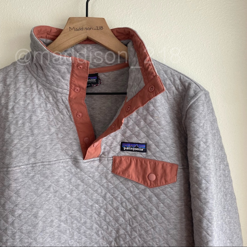 Patagonia Organic Cotton Quilt Snap-T Pullover Sweatshirt Sweater Grey Medium - Picture 4 of 13